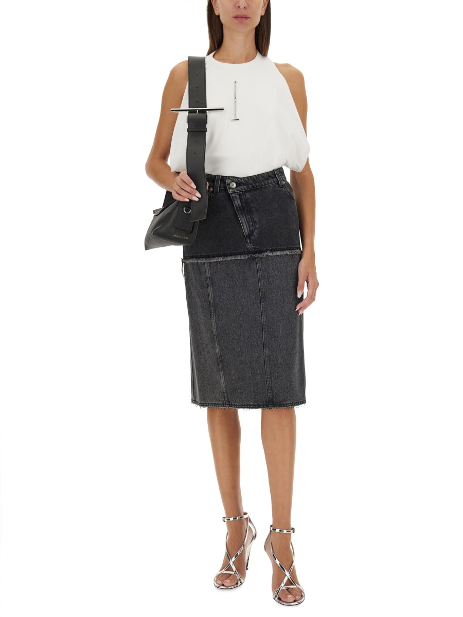 ALEXANDER McQUEEN CANOTTA A COSTE IN JERSEY DI COTONE