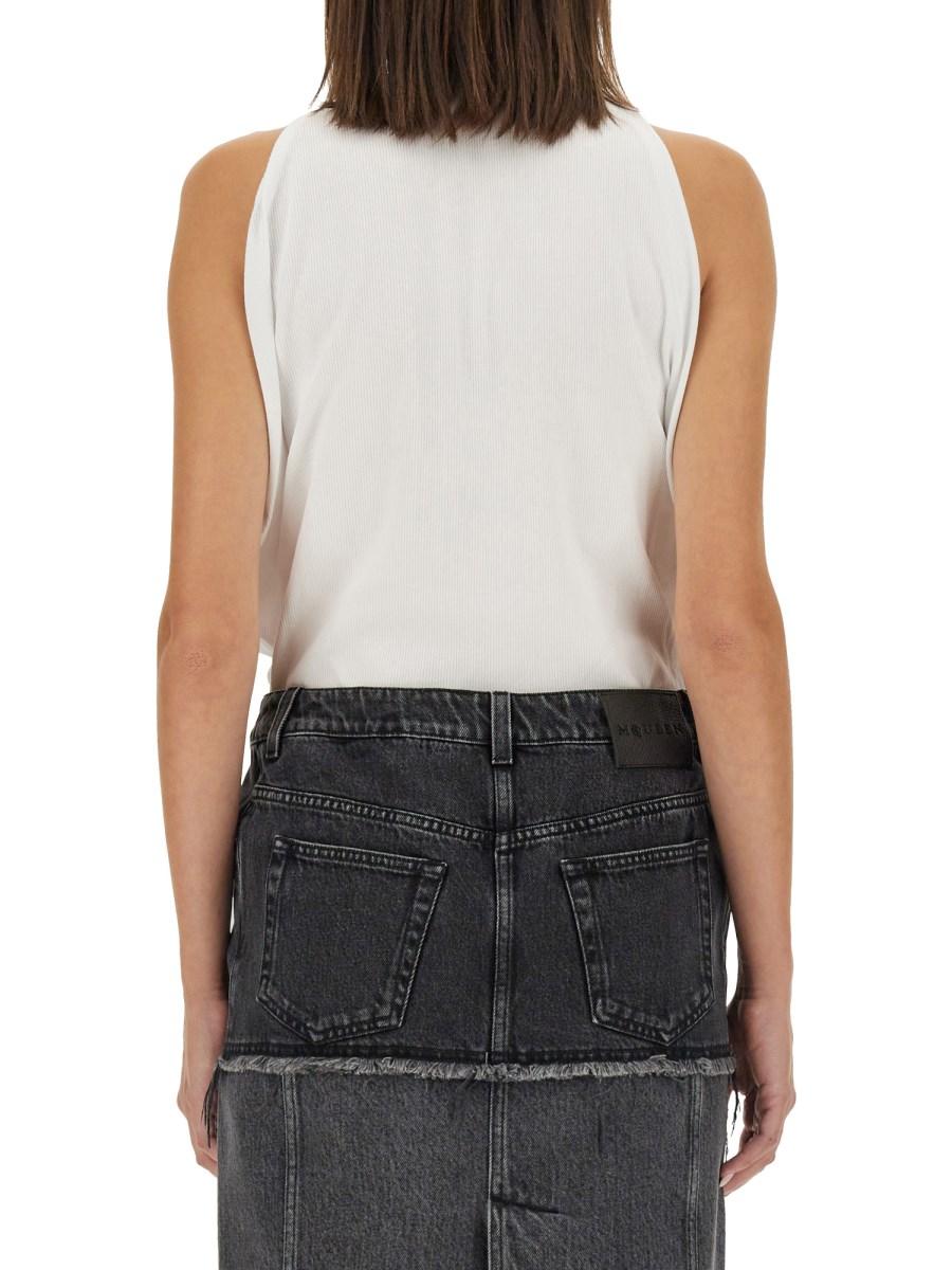 ALEXANDER McQUEEN CANOTTA A COSTE IN JERSEY DI COTONE
