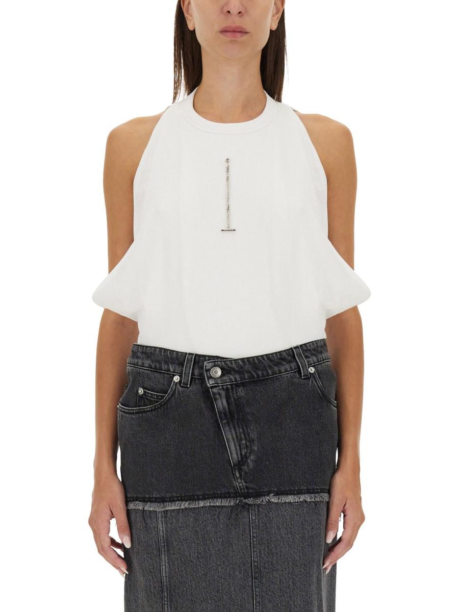 ALEXANDER McQUEEN CANOTTA A COSTE IN JERSEY DI COTONE