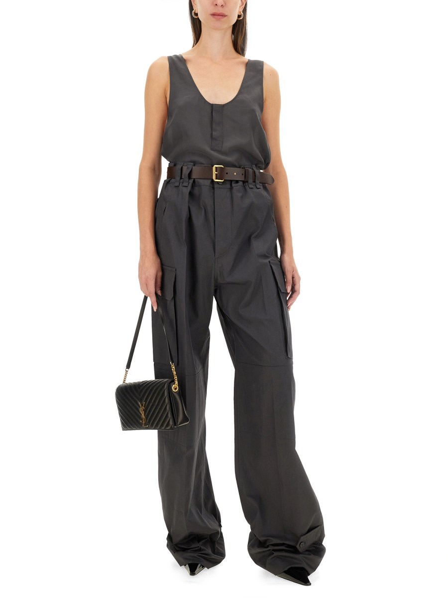 SAINT LAURENT CANOTTA "HENLEY" IN SETA CRÊPE DE CHINE
