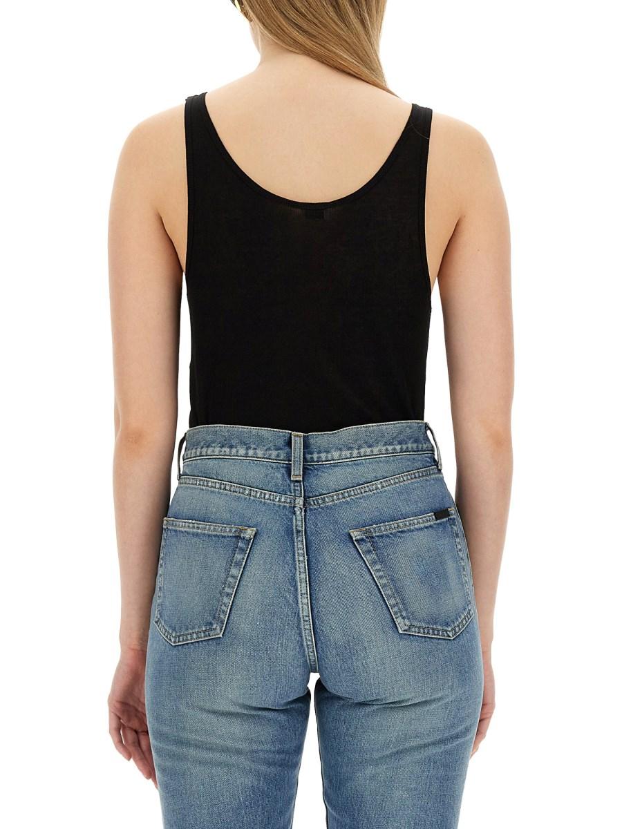 SAINT LAURENT CANOTTA SEMI-TRASPARENTE IN JERSEY DI LANA LEGGERO