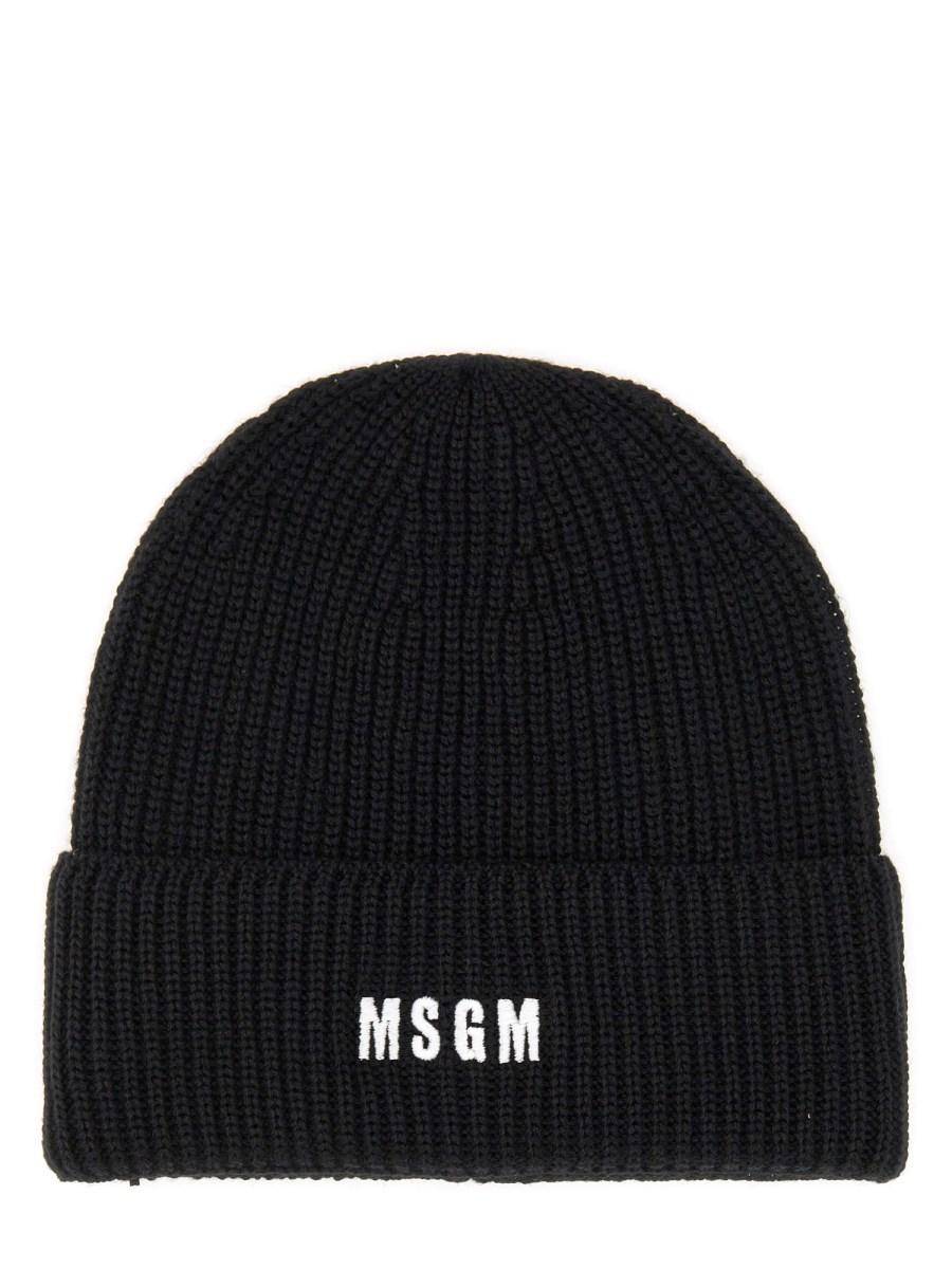 MSGM CAPPELLO BEANIE CON LOGO IMPACT IN BLEND DI LANA