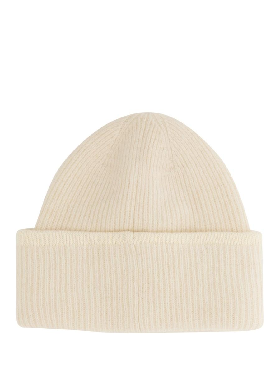 JACQUEMUS CAPPELLO BEANIE IN ALPACA CON LOGO IN GROSGRAIN