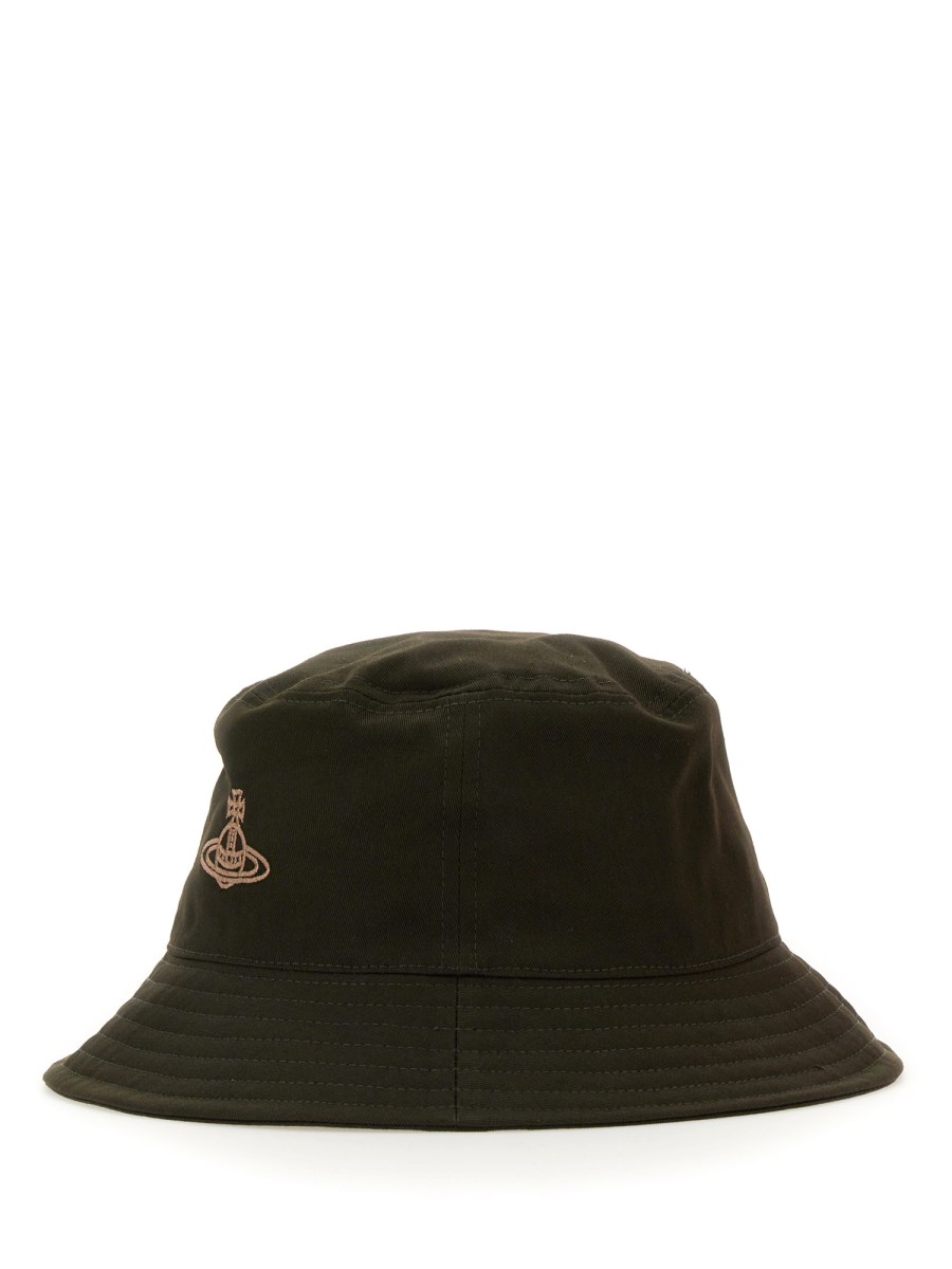 VIVIENNE WESTWOOD CAPPELLO BUCKET IN COTONE CON RICAMO LOGO