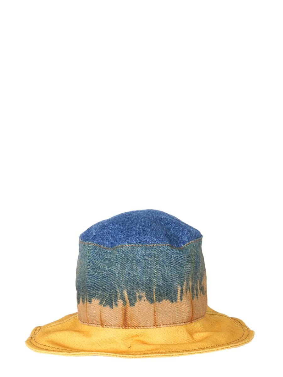 ALBERTA FERRETTI CAPPELLO BUCKET IN DENIM DI COTONE CON STAMPA TIE DYE E LOGO
