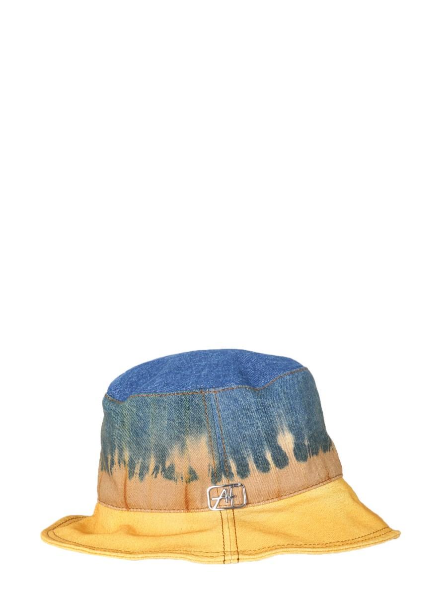 ALBERTA FERRETTI CAPPELLO BUCKET IN DENIM DI COTONE CON STAMPA TIE DYE E LOGO