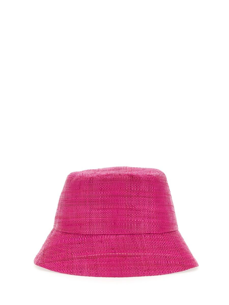 RUSLAN BAGINSKIY CAPPELLO BUCKET IN PAGLIA CON LOGO