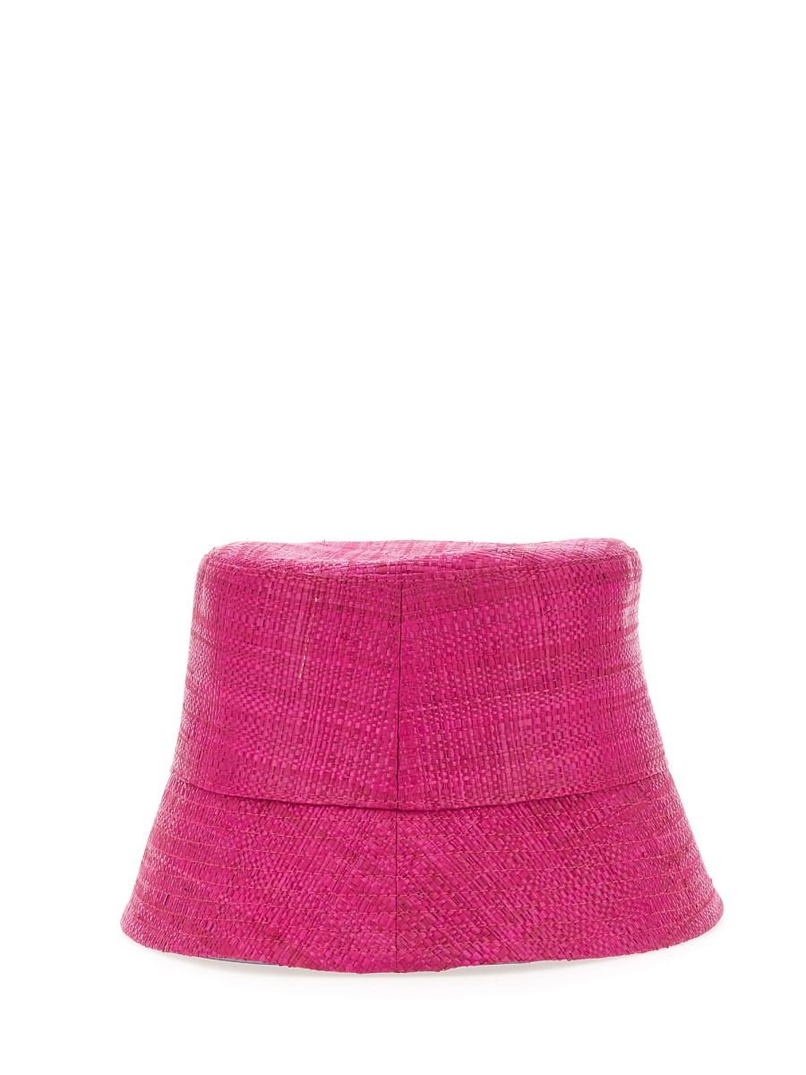 RUSLAN BAGINSKIY CAPPELLO BUCKET IN PAGLIA CON LOGO