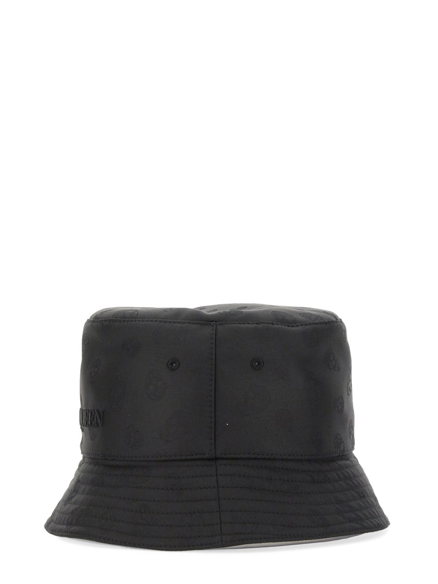 ALEXANDER McQUEEN CAPPELLO BUCKET SKULL IN MISTO SETA