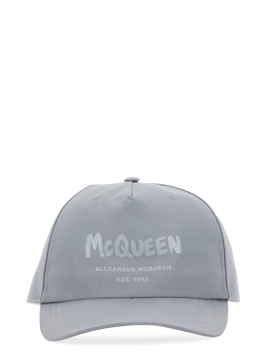 ALEXANDER McQUEEN CAPPELLO DA BASEBALL IN COTONE CON LOGO GRAFFITI