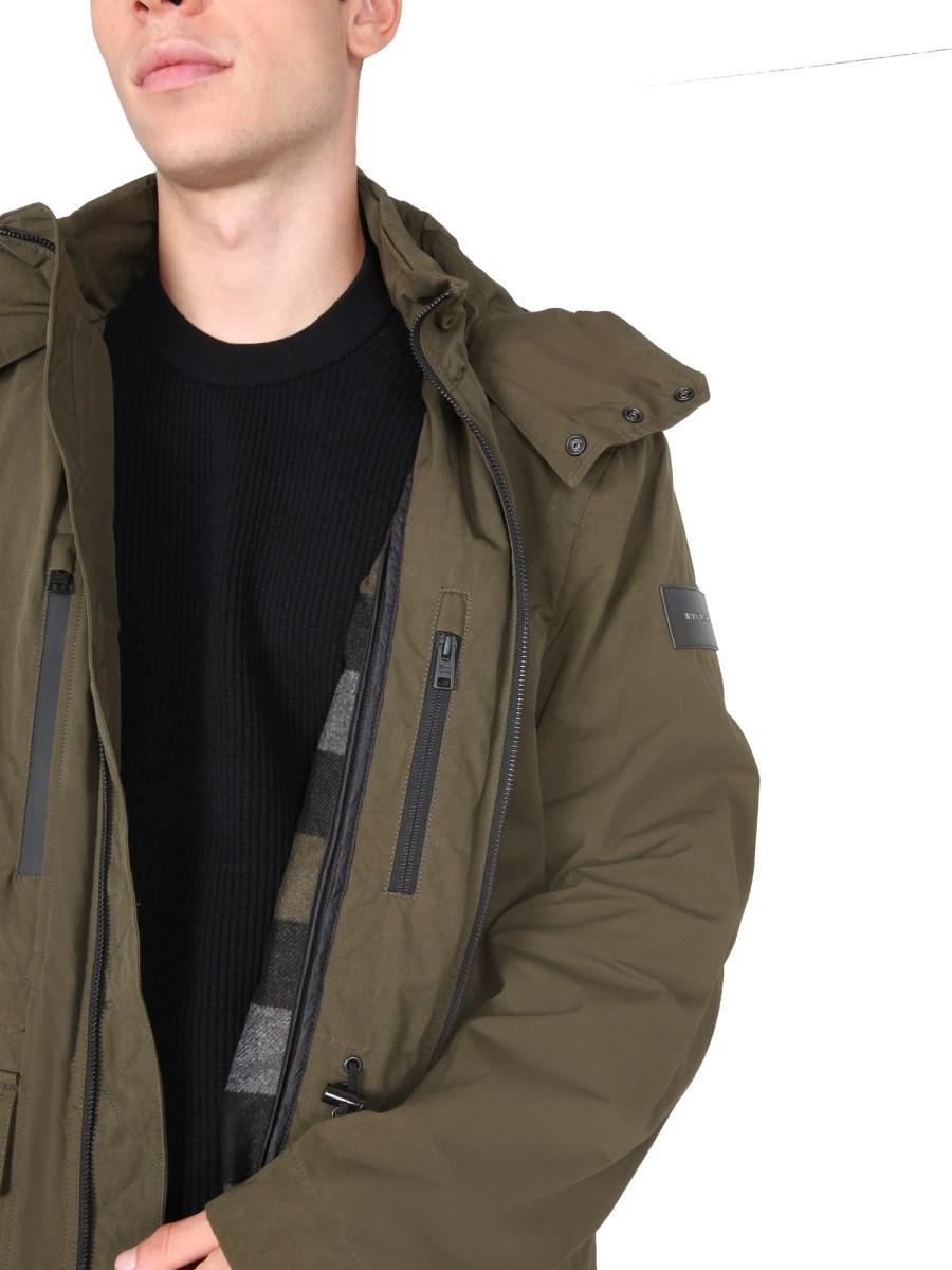 WOOLRICH CAPPOTTO "ARROWOOD" IN MISTO LANA CON PATCH LOGO