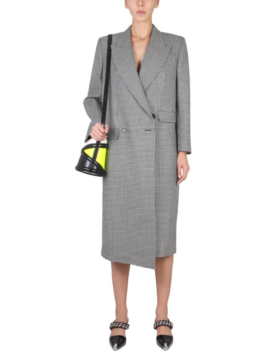 ALEXANDER McQUEEN CAPPOTTO DOPPIOPETTO IN LANA CON ORLO ASIMMETRICO
