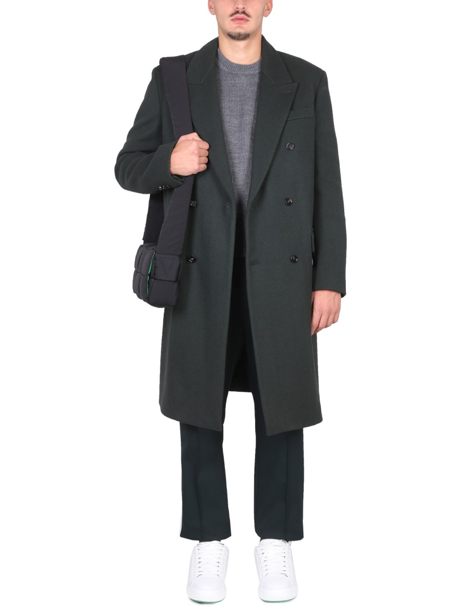 BOTTEGA VENETA CAPPOTTO DOPPIOPETTO IN TESSUTO CAVALRY DI LANA