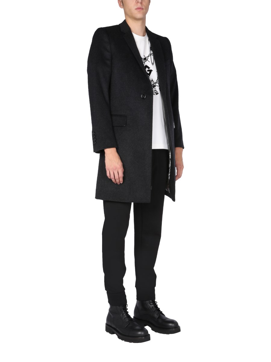 DOLCE & GABBANA CAPPOTTO MONOPETTO IN VELOURS DI LANA E CASHMERE