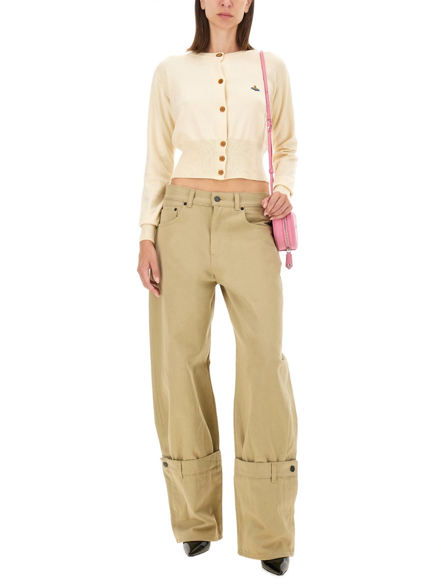 VIVIENNE WESTWOOD CARDIGAN BEA CROPPED IN COTONE E CASHMERE