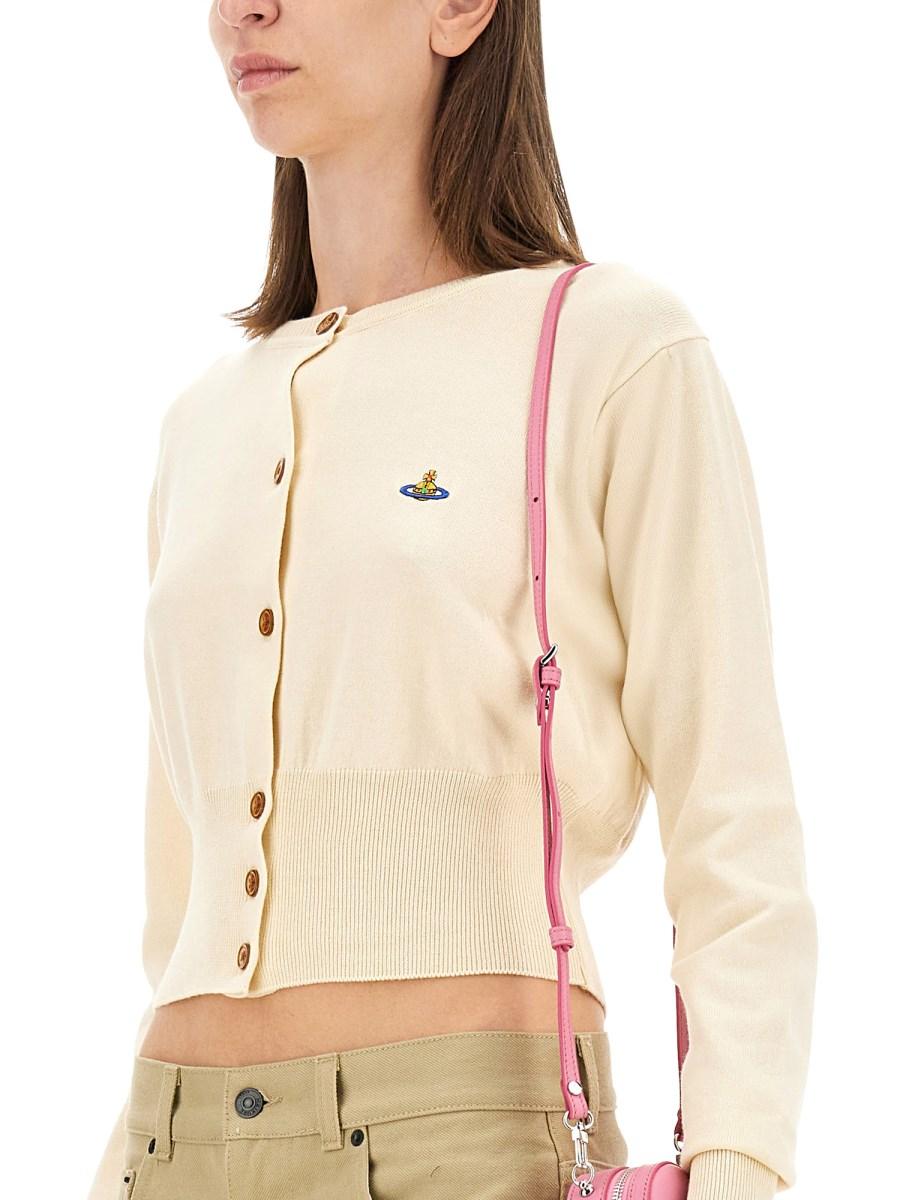 VIVIENNE WESTWOOD CARDIGAN BEA CROPPED IN COTONE E CASHMERE
