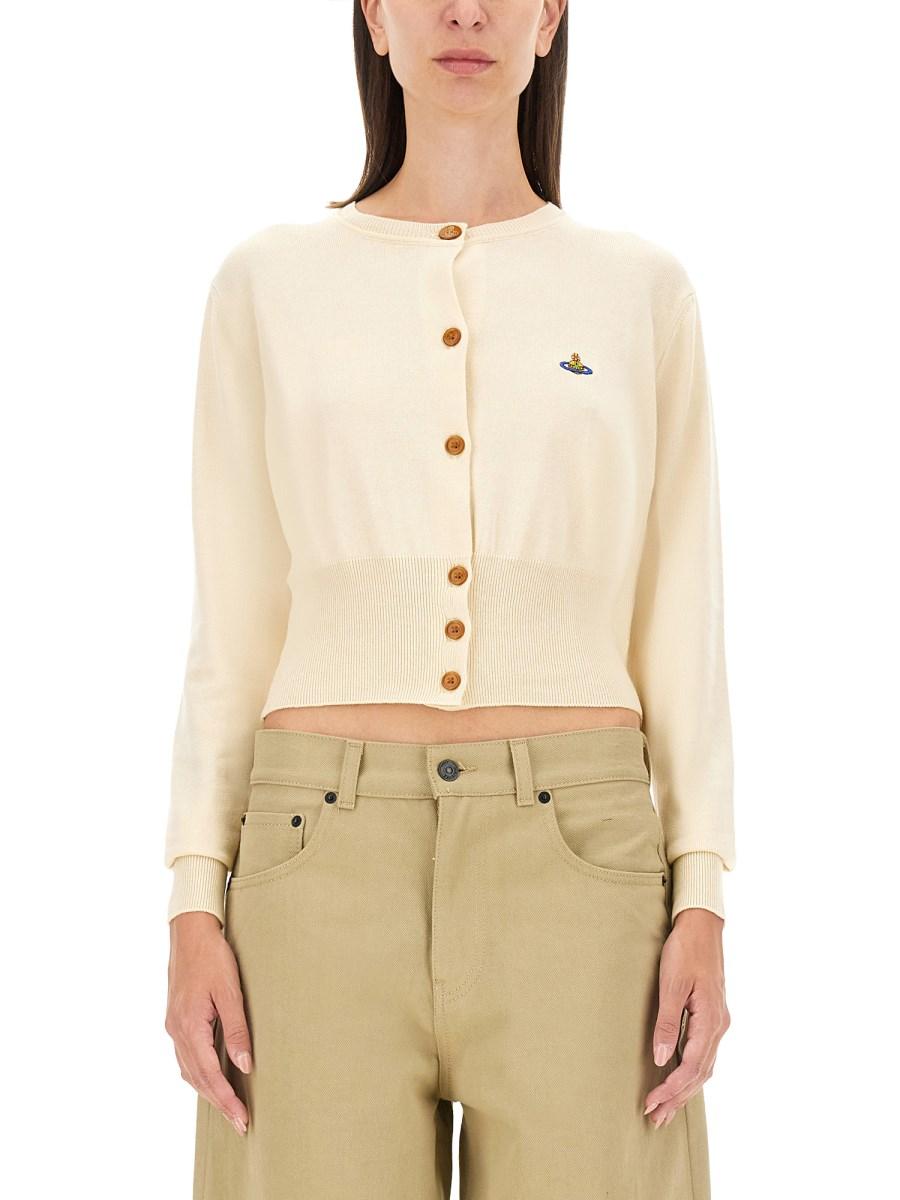 VIVIENNE WESTWOOD CARDIGAN BEA CROPPED IN COTONE E CASHMERE