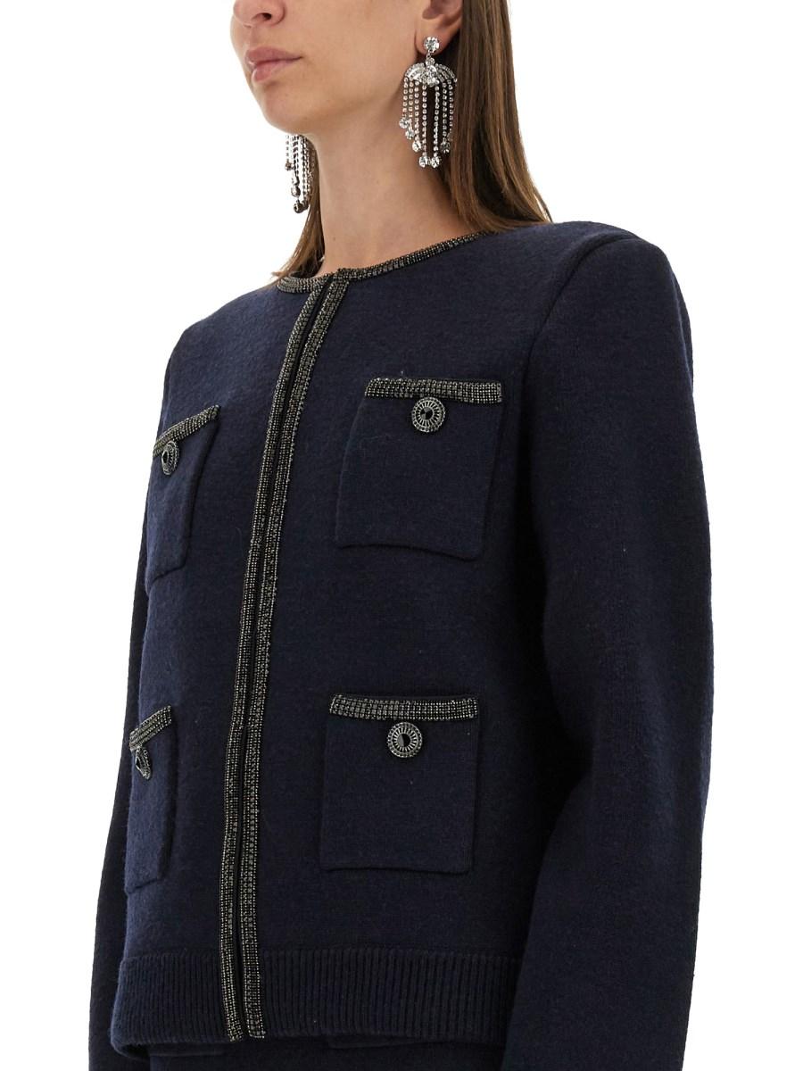SELF-PORTRAIT CARDIGAN CON BOTTONI GIOIELLO IN MAGLIA