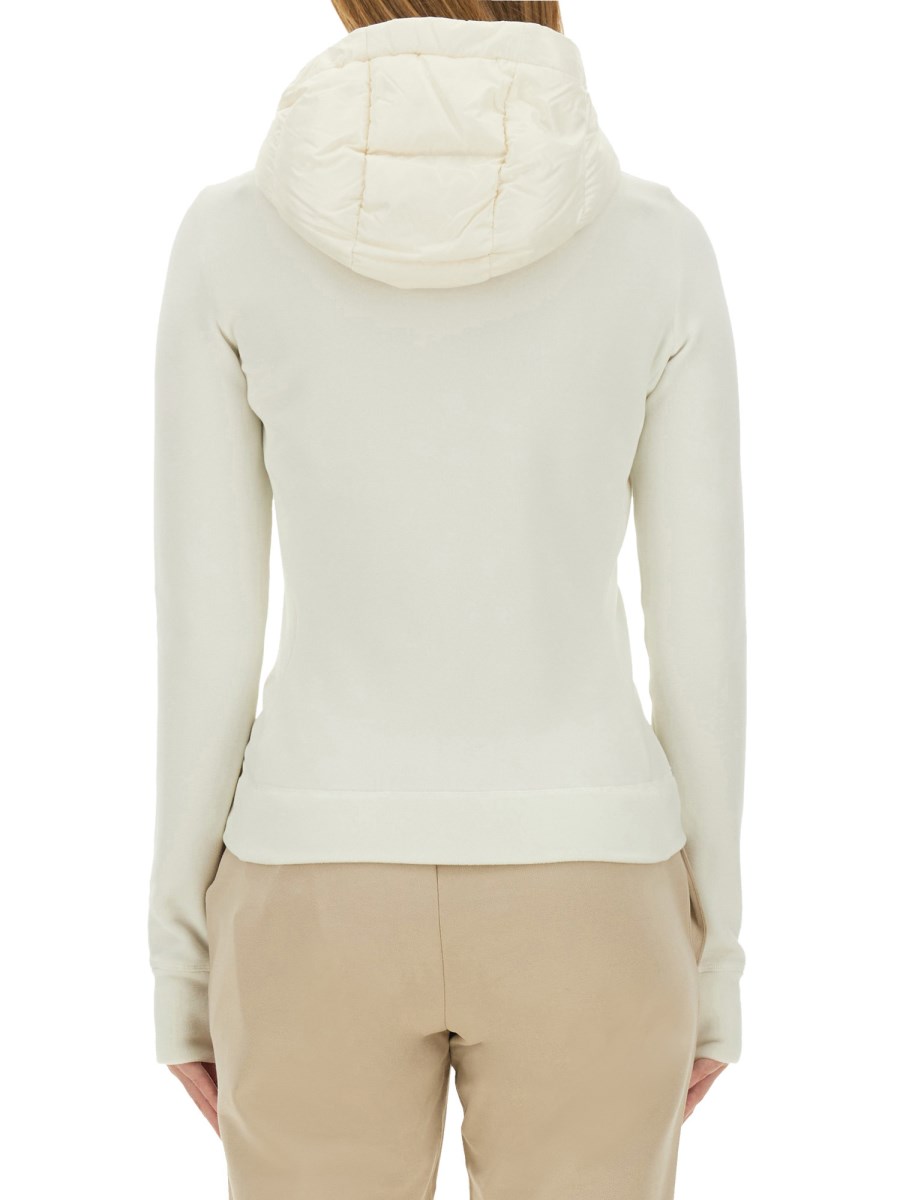 MONCLER GRENOBLE CARDIGAN CON CAPPUCCIO E IMBOTTITURA IN PILE POLAR STRETCH