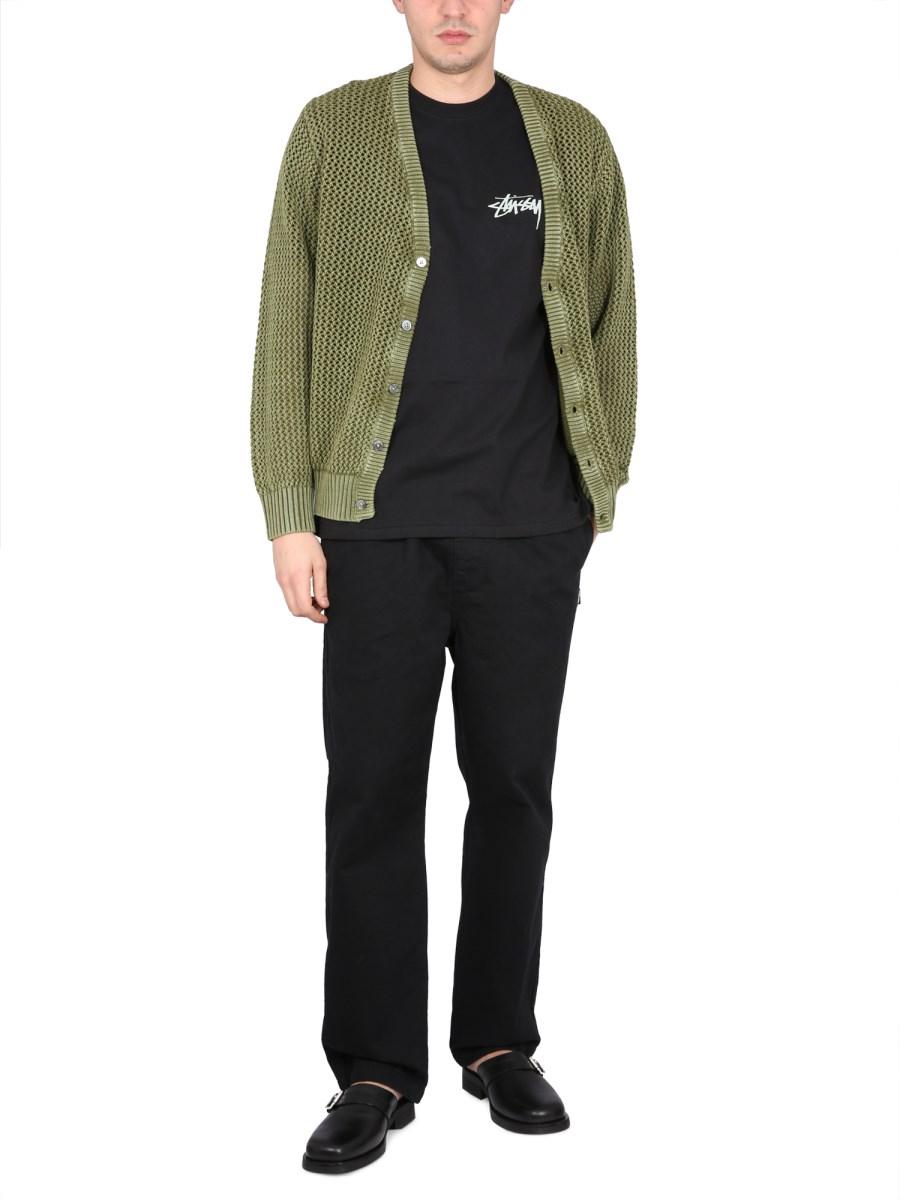 STUSSY CARDIGAN CON SCOLLO A V IN MAGLIA LARGA A COSTA