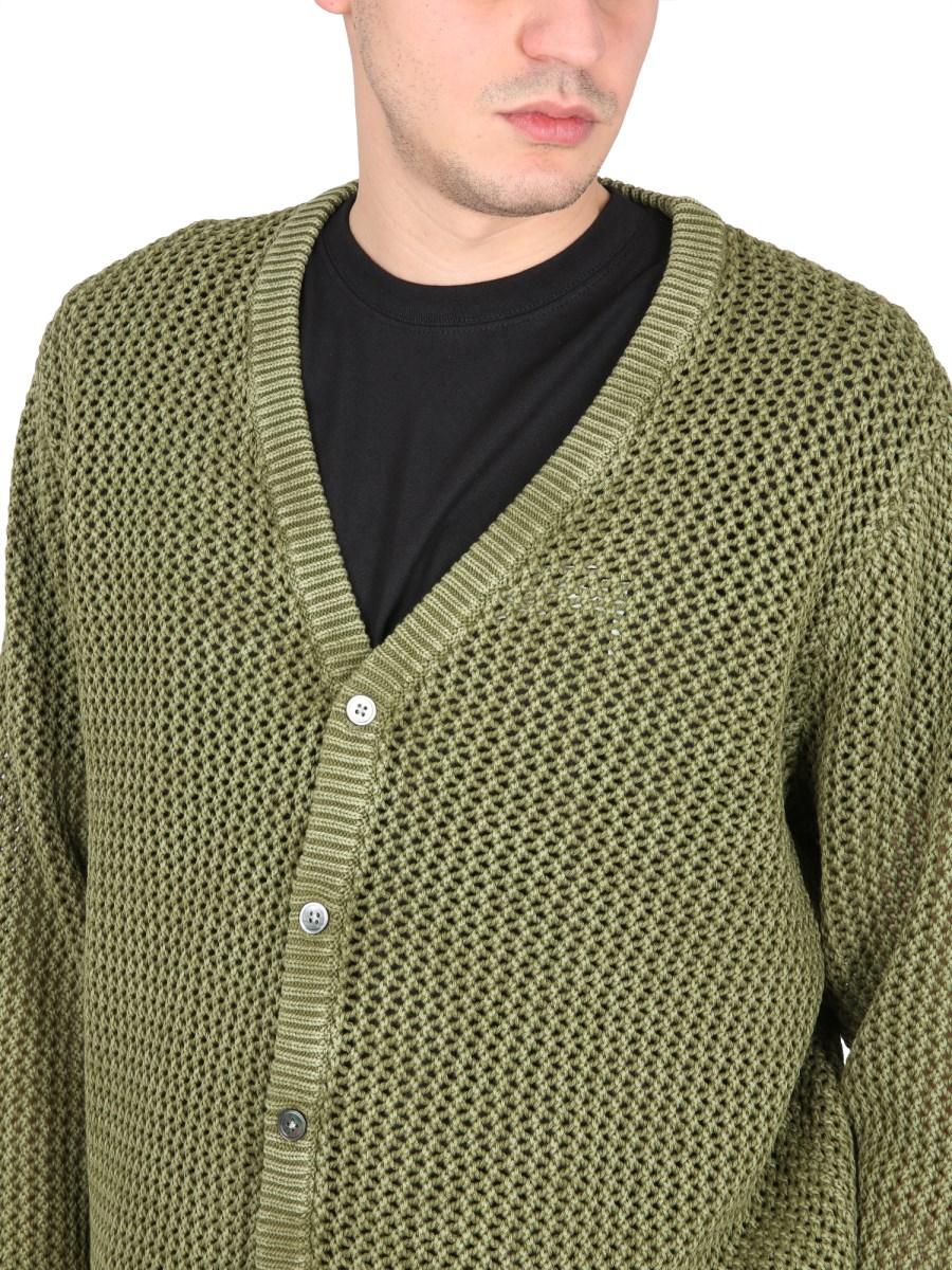 STUSSY CARDIGAN CON SCOLLO A V IN MAGLIA LARGA A COSTA