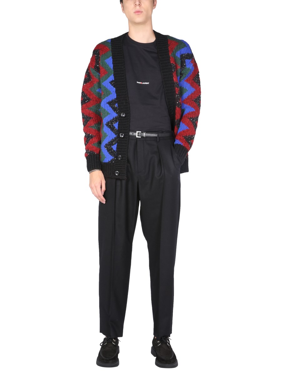 SAINT LAURENT CARDIGAN IN JACQUARD DI MISTO MOHAIR CON PAILLETTES