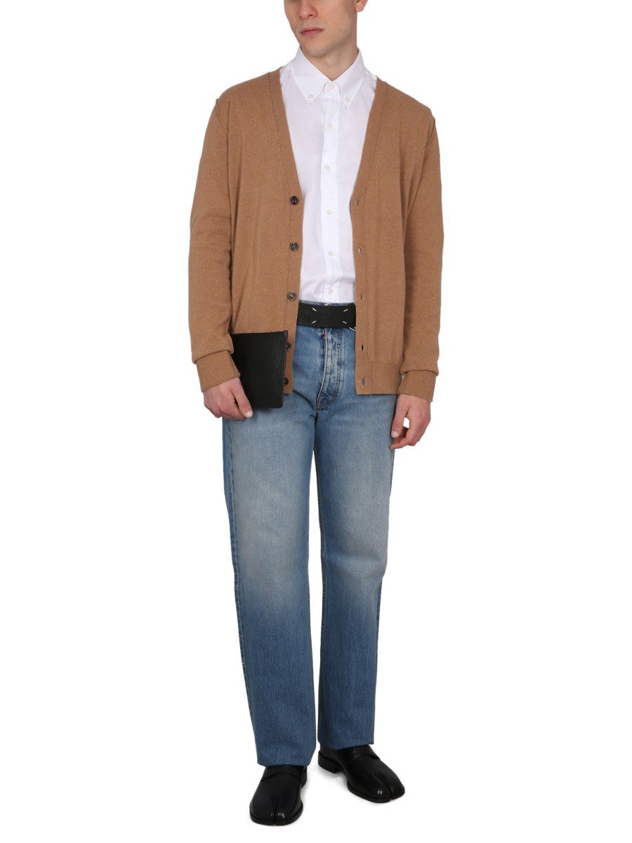 MAISON MARGIELA CARDIGAN IN JERSEY LAVORATO A MAGLIA