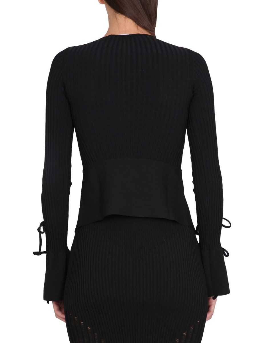 ANDREADAMO CARDIGAN IN MAGLIA A COSTINE CON DETTAGLI CUT OUT