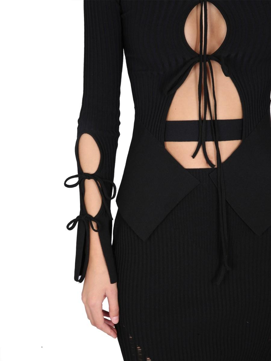 ANDREADAMO CARDIGAN IN MAGLIA A COSTINE CON DETTAGLI CUT OUT