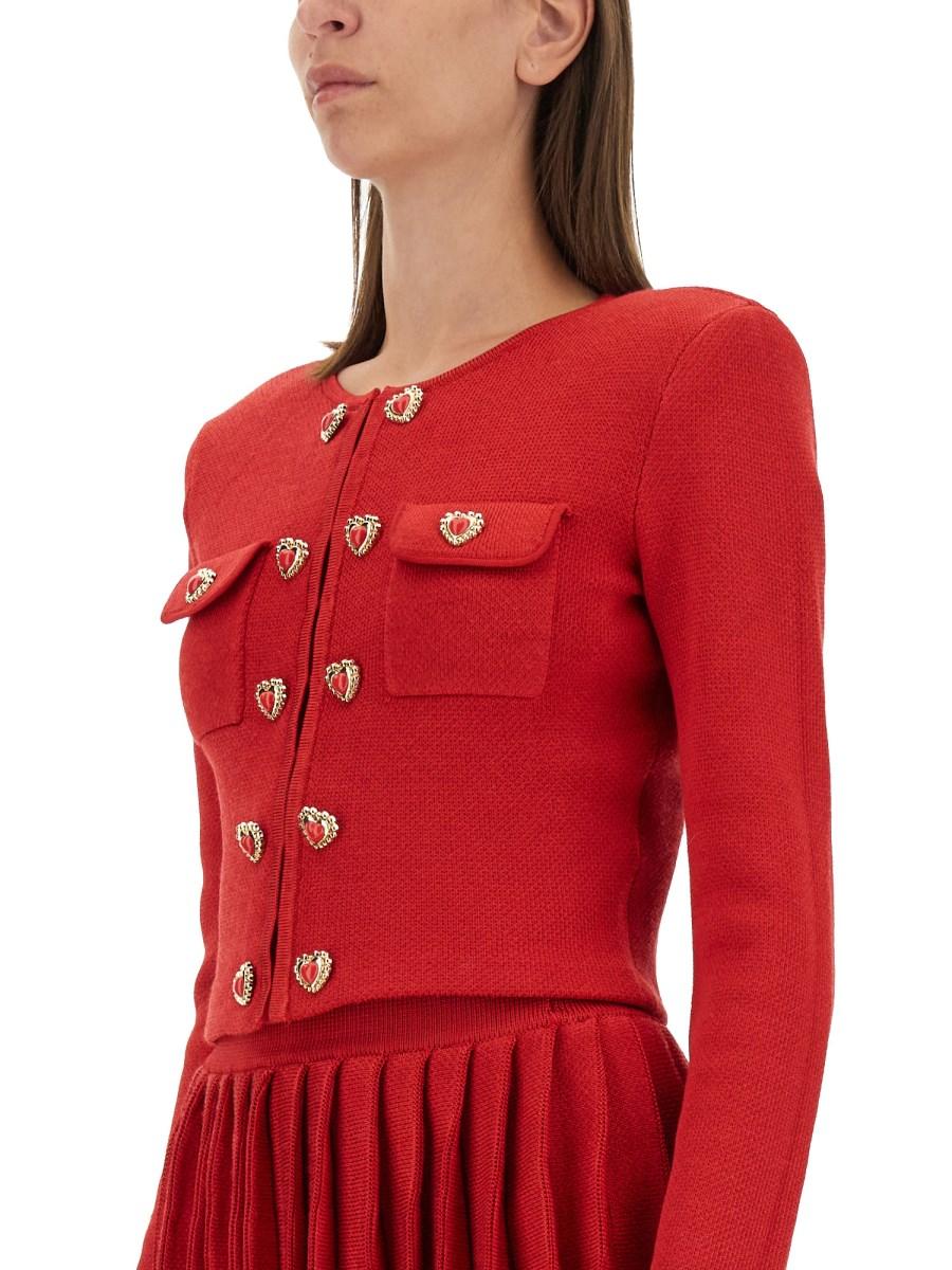 SELF-PORTRAIT CARDIGAN IN MAGLIA CON BOTTONI A FORMA DI CUORE
