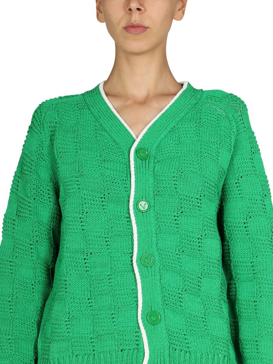 BOTTEGA VENETA CARDIGAN IN MISTO COTONE CON MOTIVO INTRECCIATO