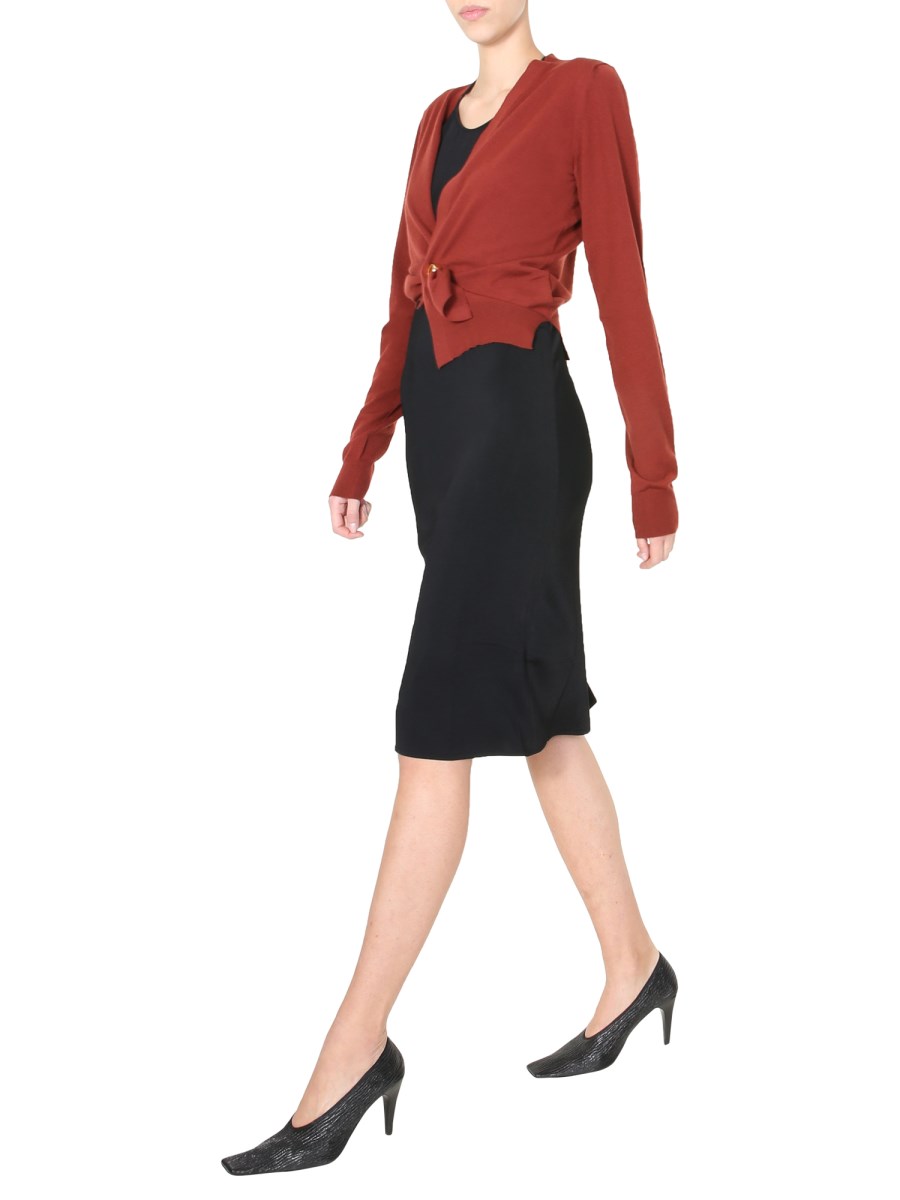 BOTTEGA VENETA CARDIGAN SCOLLO A V IN CASHMERE CON ANELLO