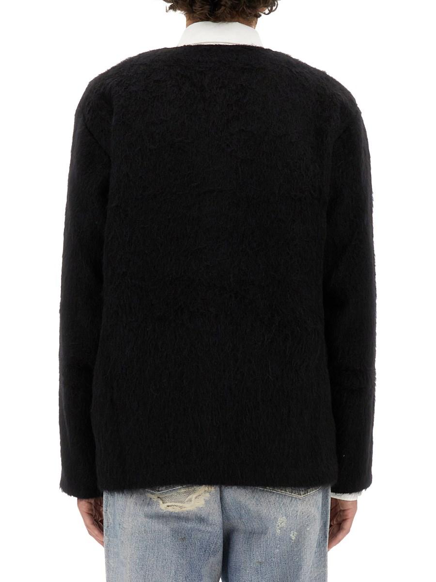 OUR LEGACY CARDIGAN SCOLLO A V IN MISTO LANA E ALPACA