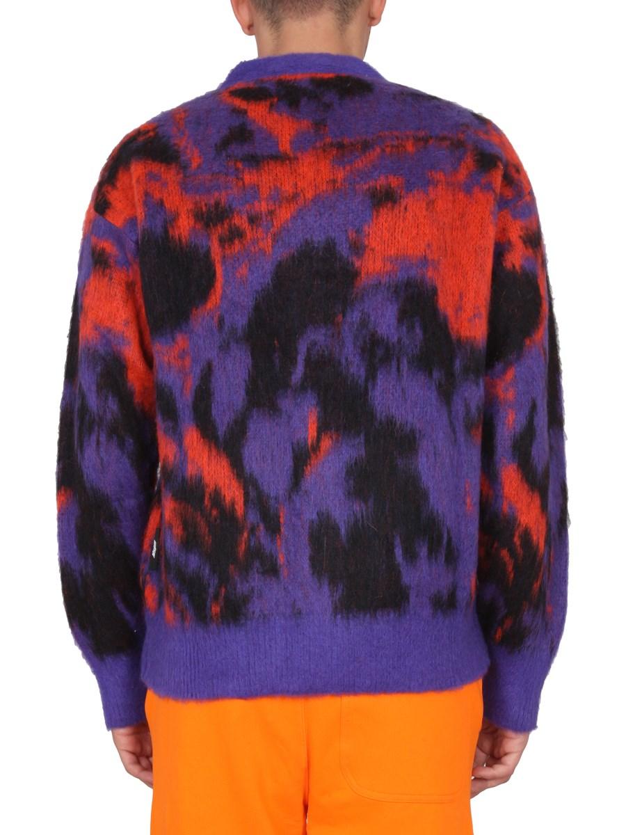 MSGM CARDINAGAN CON SCOLLO A V CON MOTIVO MULTICOLOR