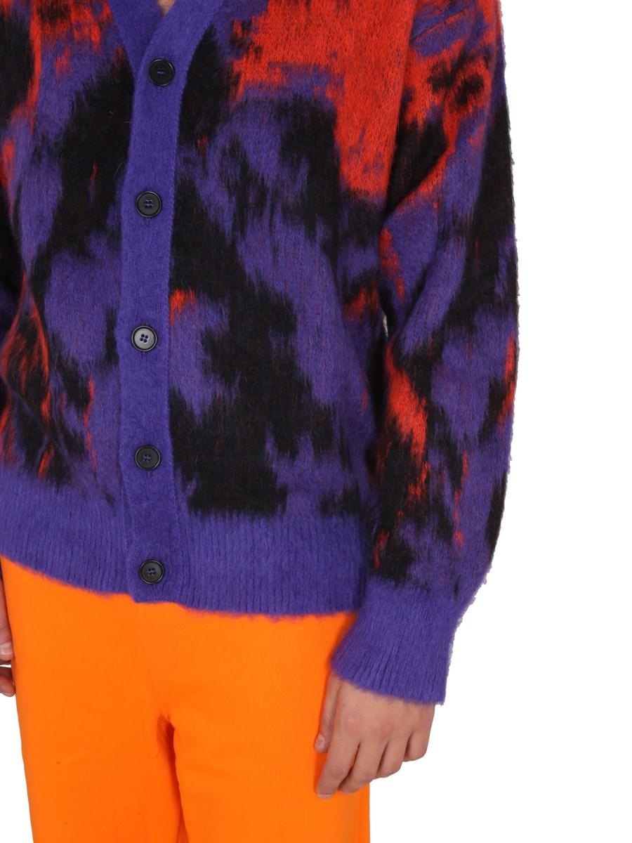 MSGM CARDINAGAN CON SCOLLO A V CON MOTIVO MULTICOLOR