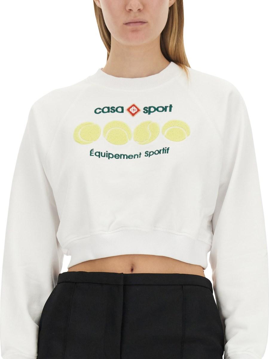 CASABLANCA FELPA CROPPED CON LOGO IN COTONE