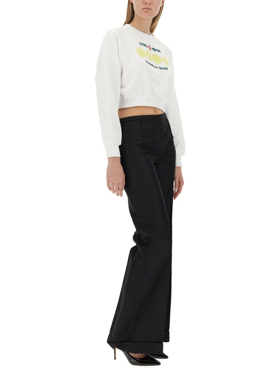 CASABLANCA FELPA CROPPED CON LOGO IN COTONE