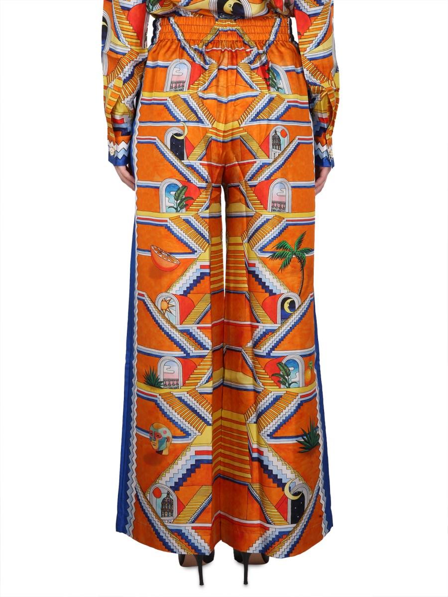 CASABLANCA PANTALONE CON STAMPA ESCALIER IN SETA