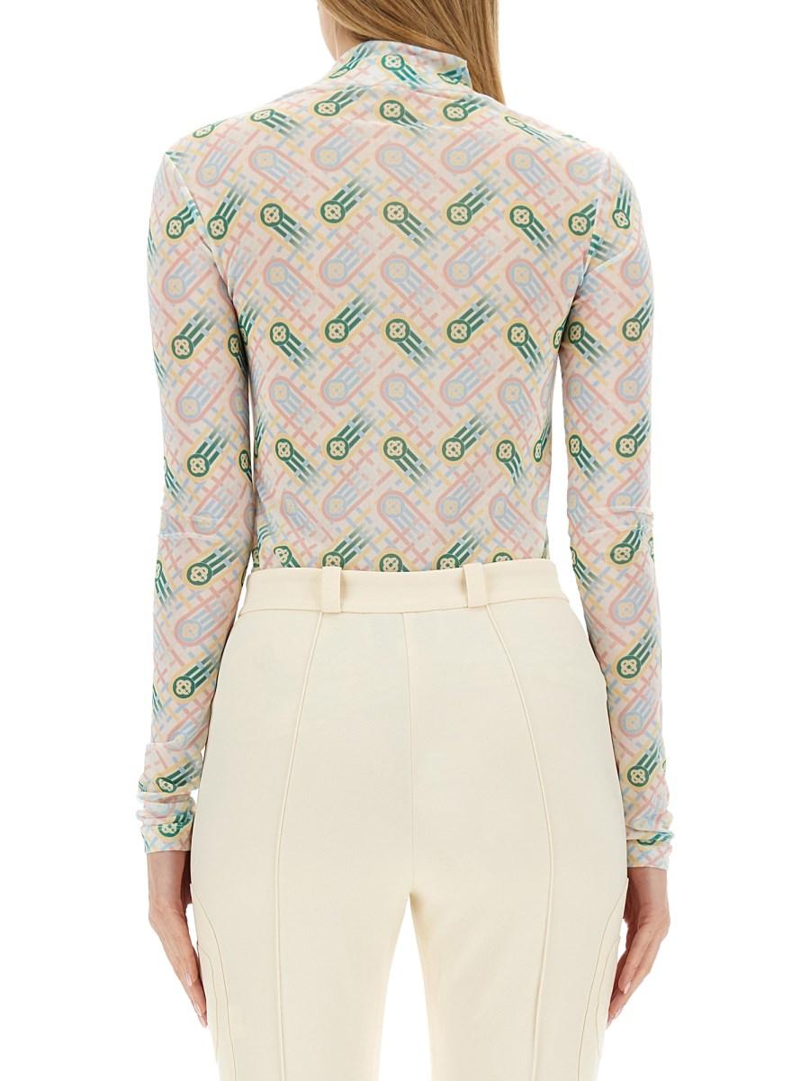 CASABLANCA TOP IN MESH CON LOGO