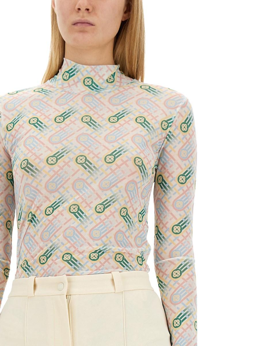 CASABLANCA TOP IN MESH CON LOGO