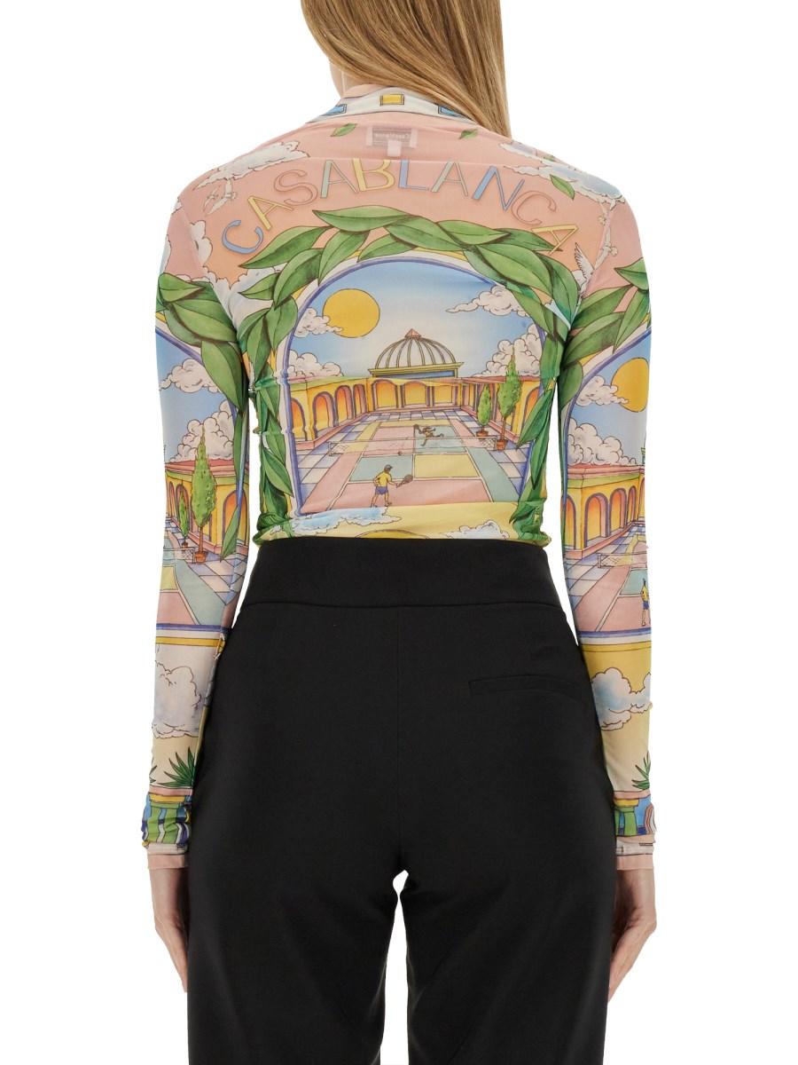 CASABLANCA TOP IN MESH CON STAMPA