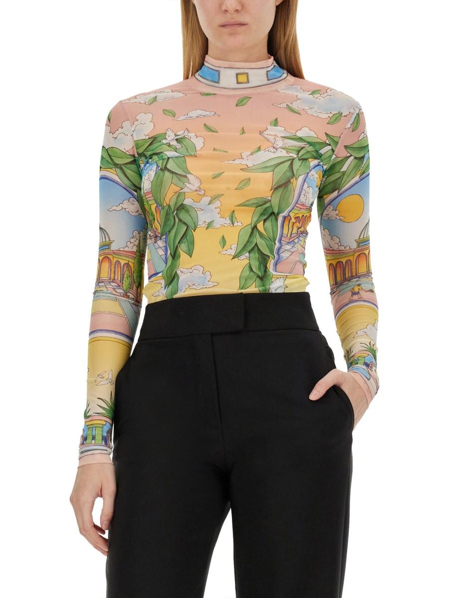 CASABLANCA TOP IN MESH CON STAMPA