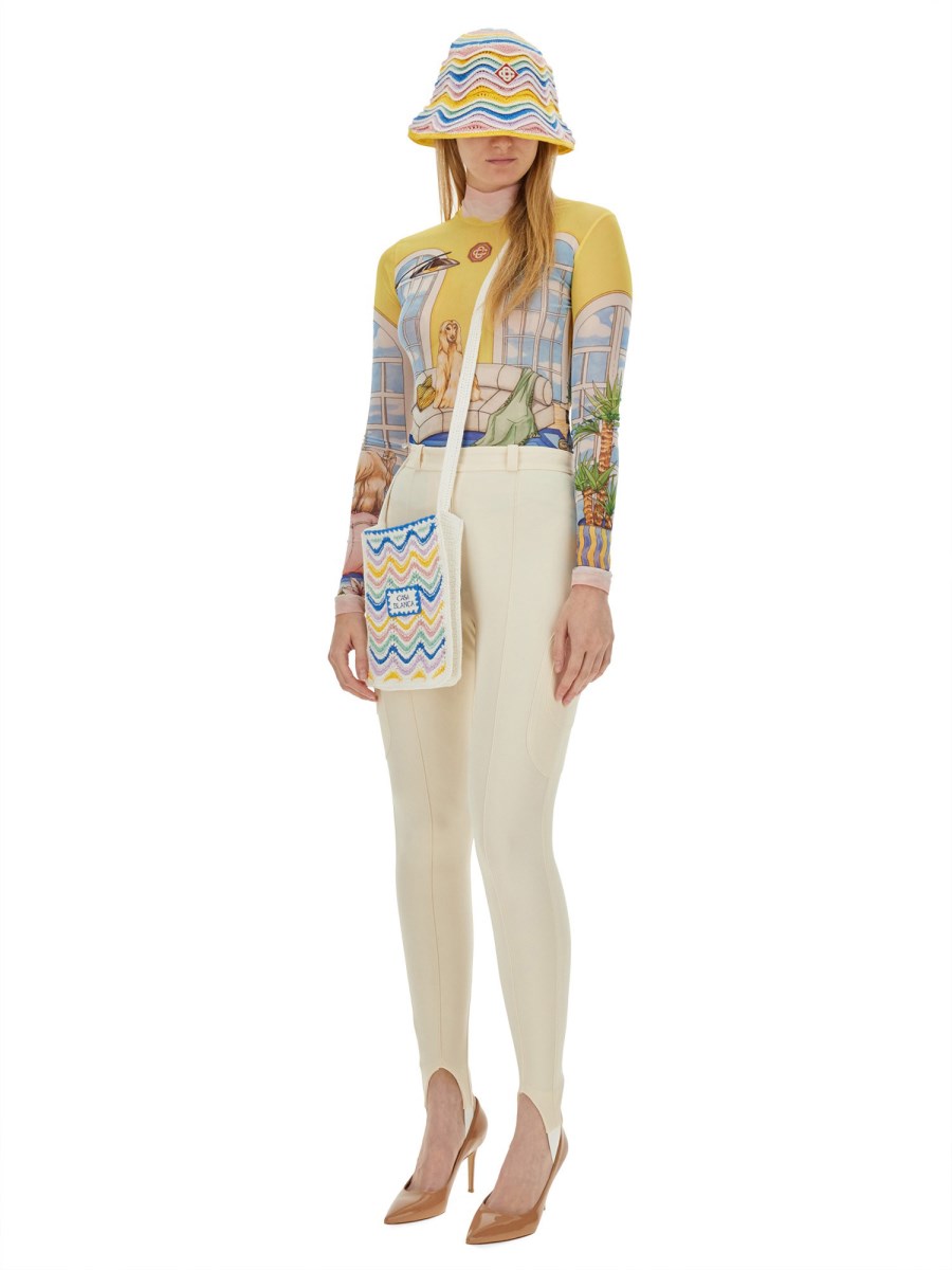 CASABLANCA TOP IN MESH CON STAMPA LOGO