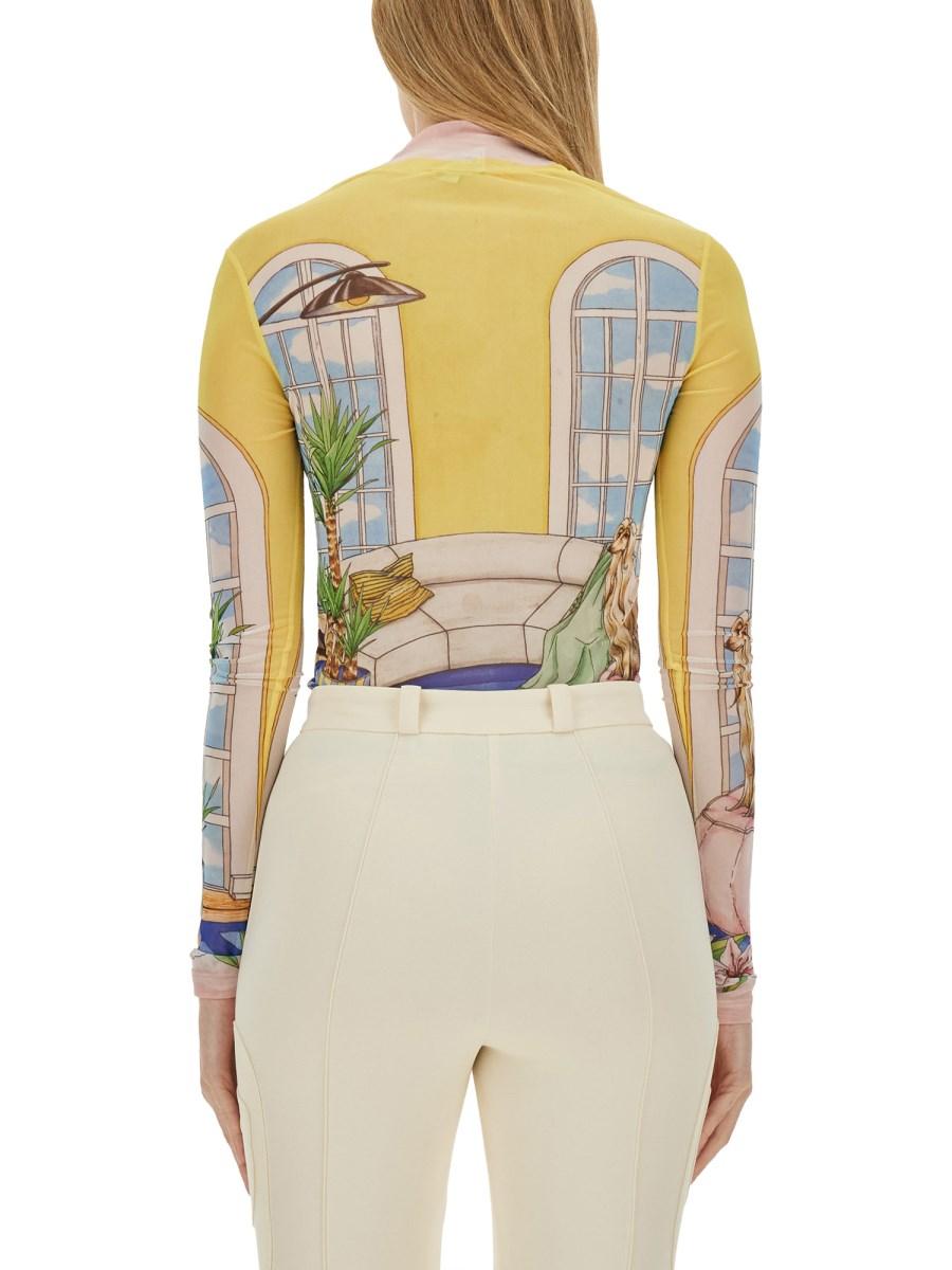 CASABLANCA TOP IN MESH CON STAMPA LOGO