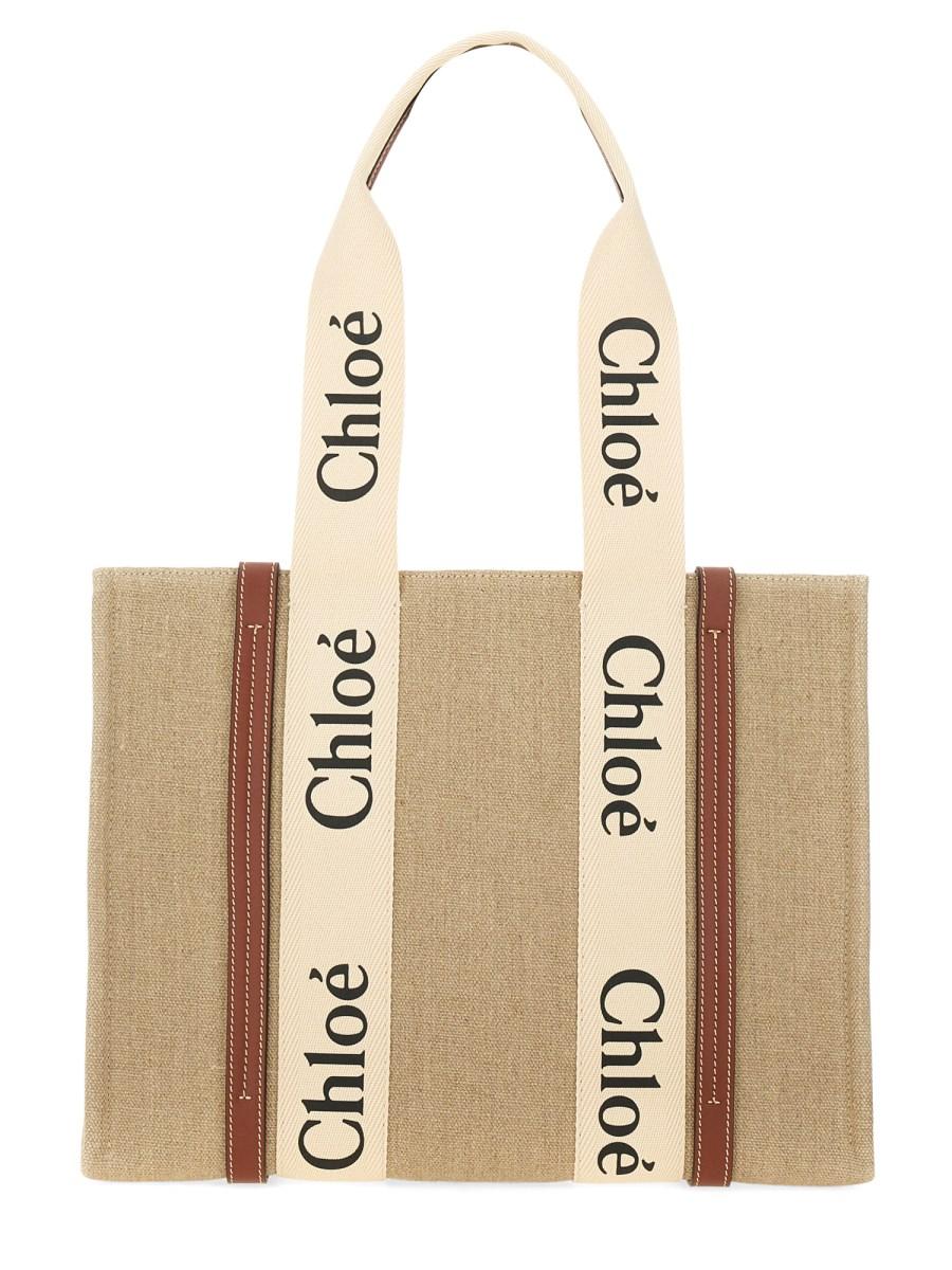 CHLOE' BORSA TOTE WOODY IN LINO