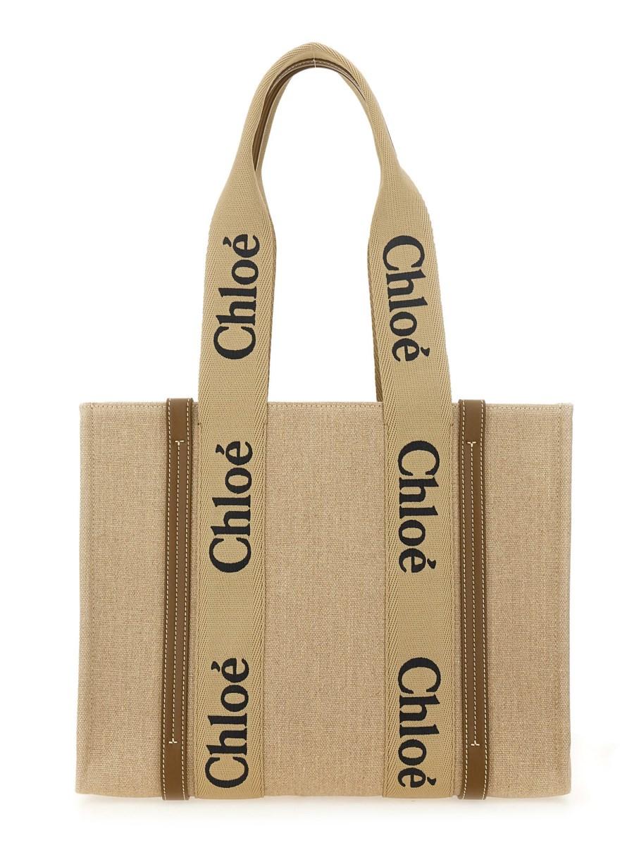 CHLOE' BORSA TOTE WOODY IN LINO