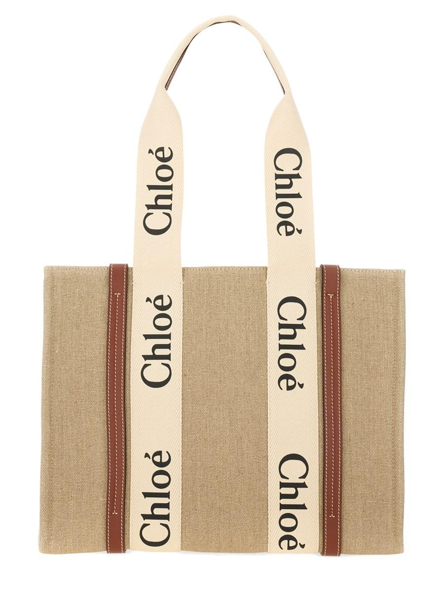 CHLOE' BORSA TOTE WOODY IN LINO