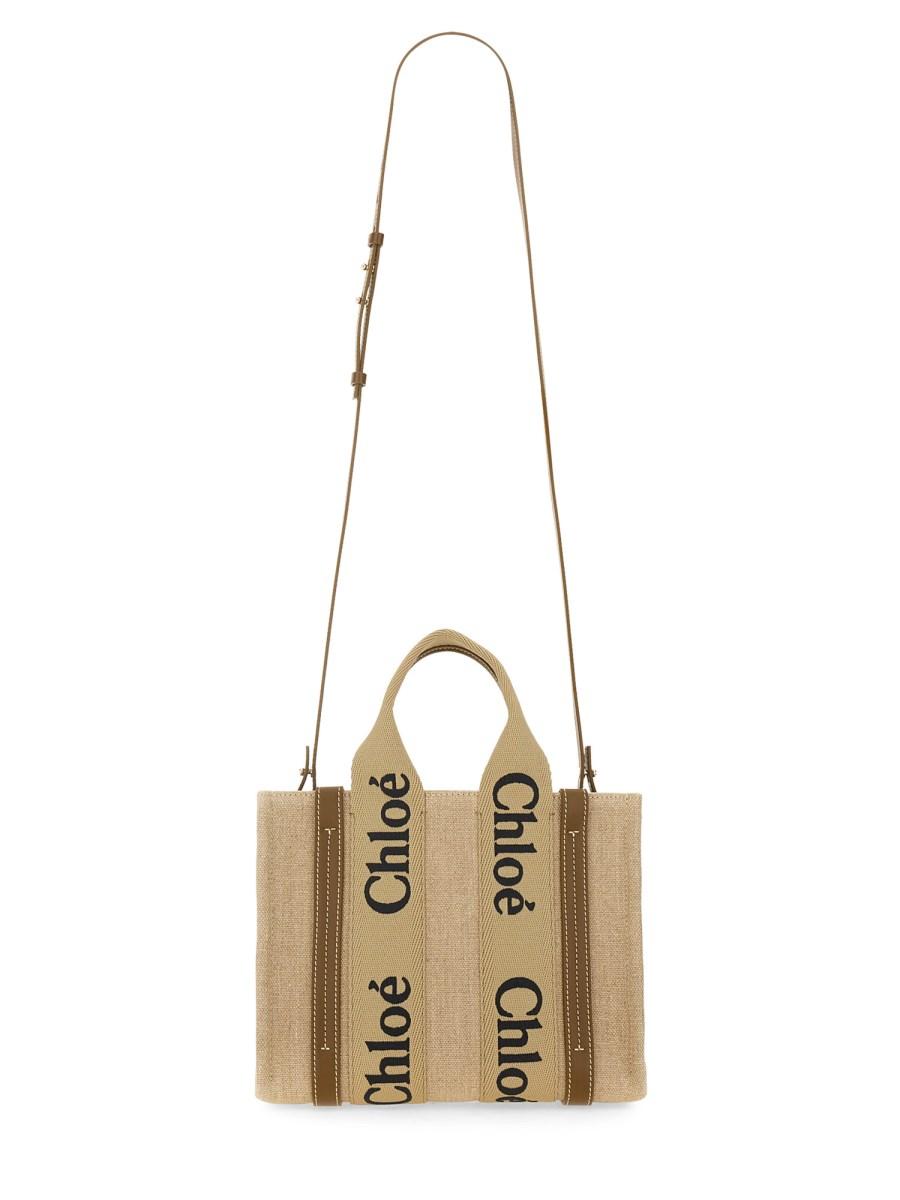 CHLOE' BORSA TOTOE "WOODY" SMALL IN LINO
