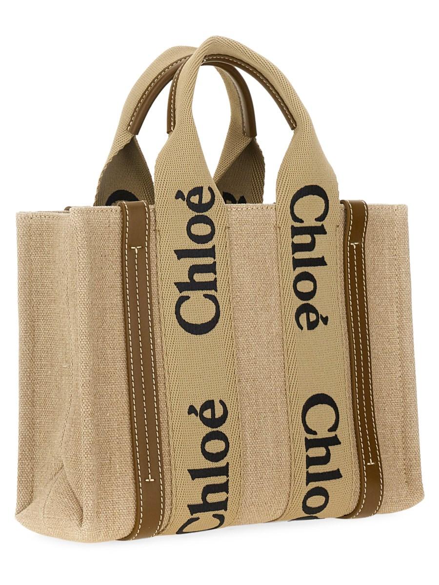 CHLOE' BORSA TOTOE "WOODY" SMALL IN LINO