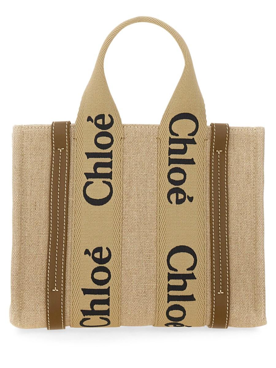 CHLOE' BORSA TOTOE "WOODY" SMALL IN LINO